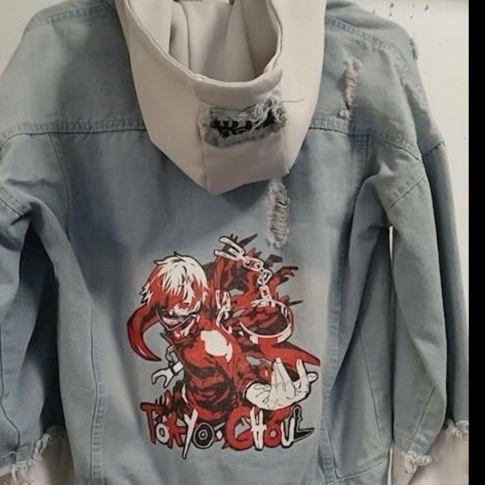 Men Women Jeans Coat Anime Tokyo Ghoul Hoodie Jacket Hooded Streetwear Outerwear